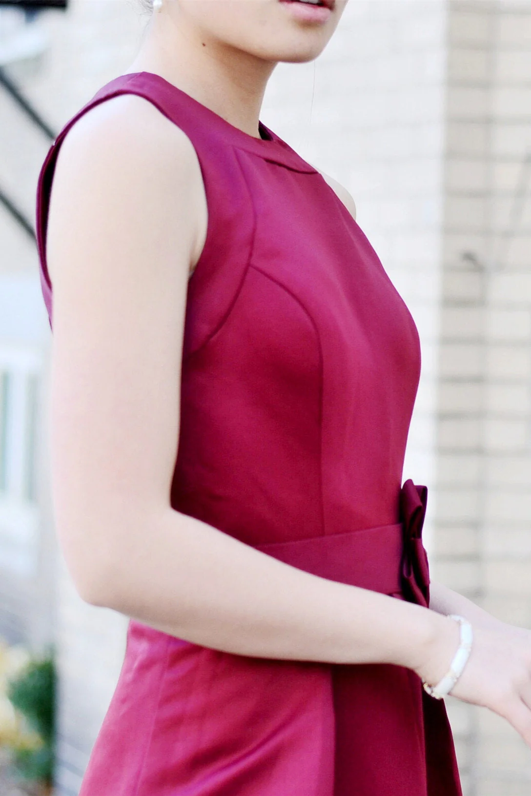 A-line Small Round Collar Floor Length Charmuse Bridesmaid Dress - Image 3