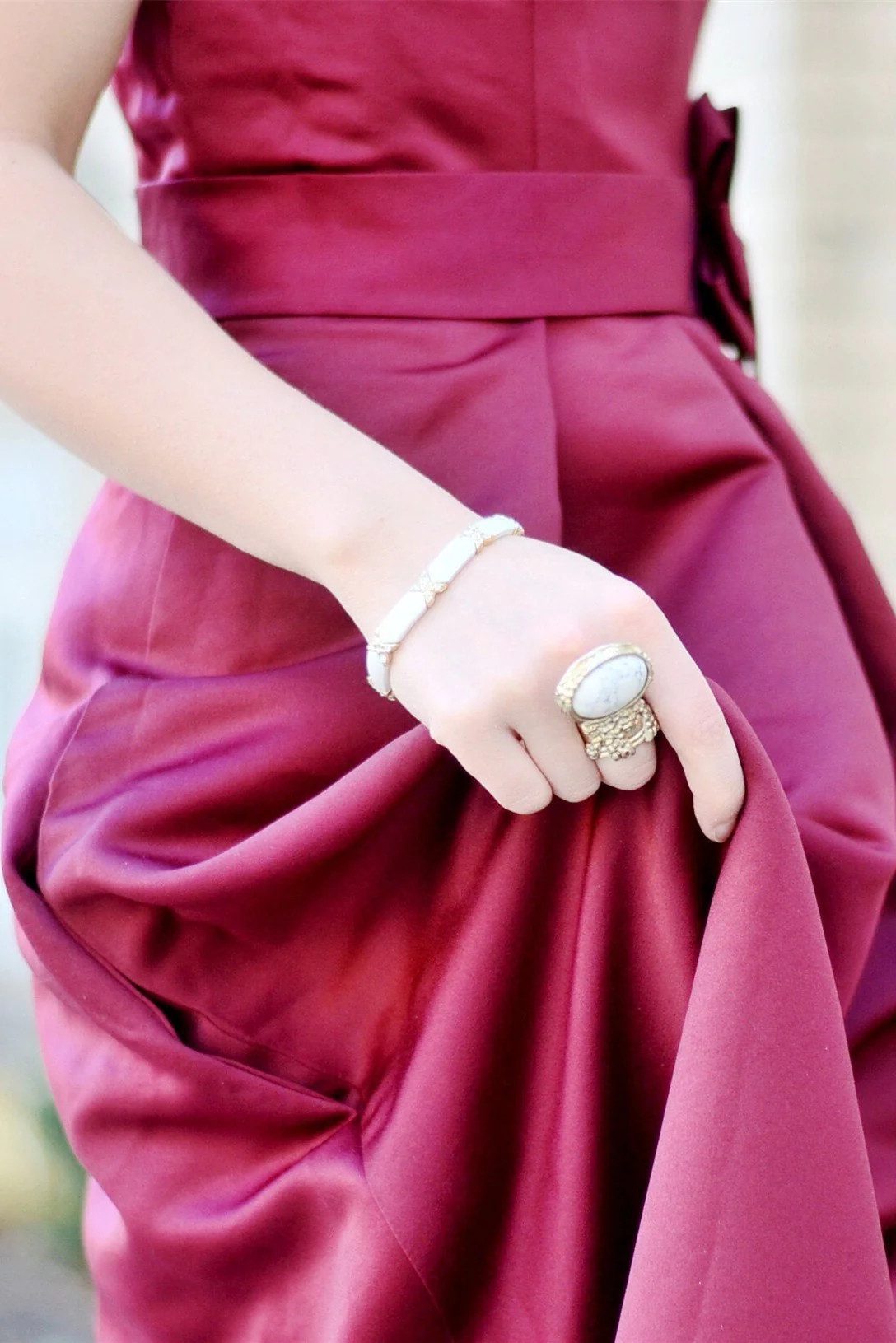 A-line Small Round Collar Floor Length Charmuse Bridesmaid Dress - Image 4