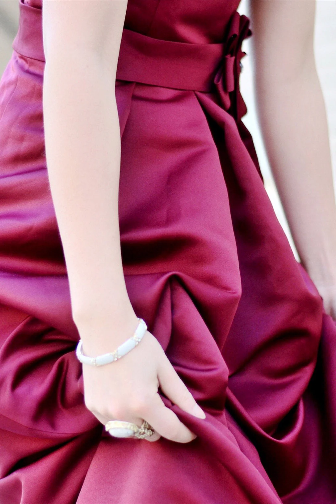 A-line Small Round Collar Floor Length Charmuse Bridesmaid Dress - Image 5