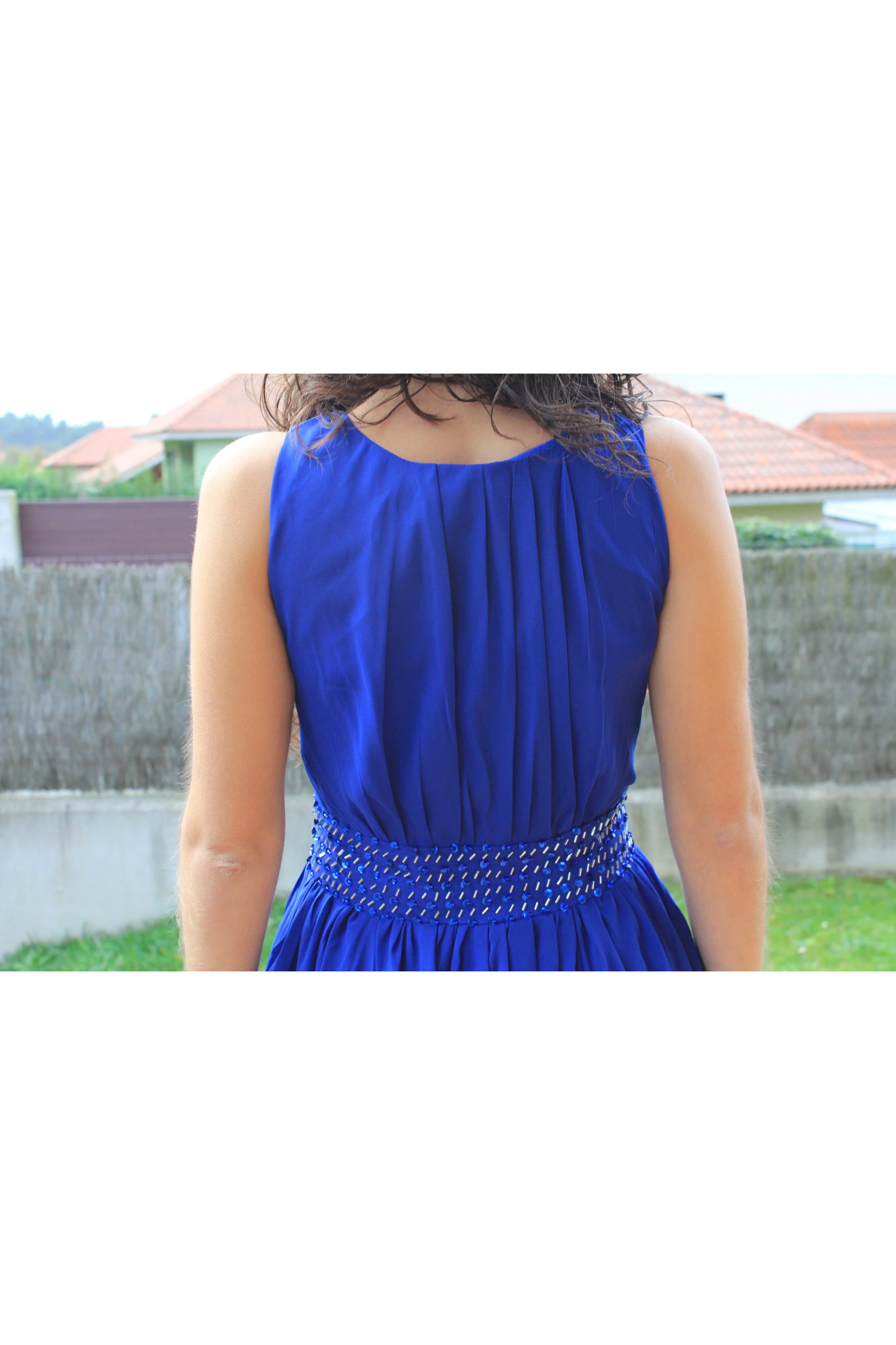 A-line Small Round Collar Knee Length Chiffon Beaded Prom Dress - Image 7
