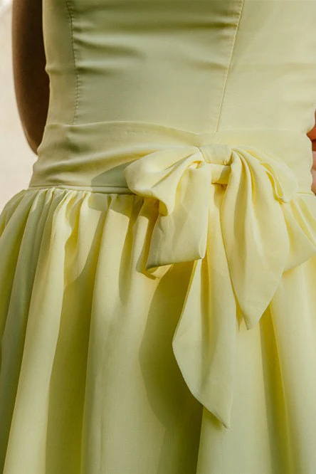 A-line Small Round Collar Knee Length Chiffon Bridesmaid Dress - Image 5