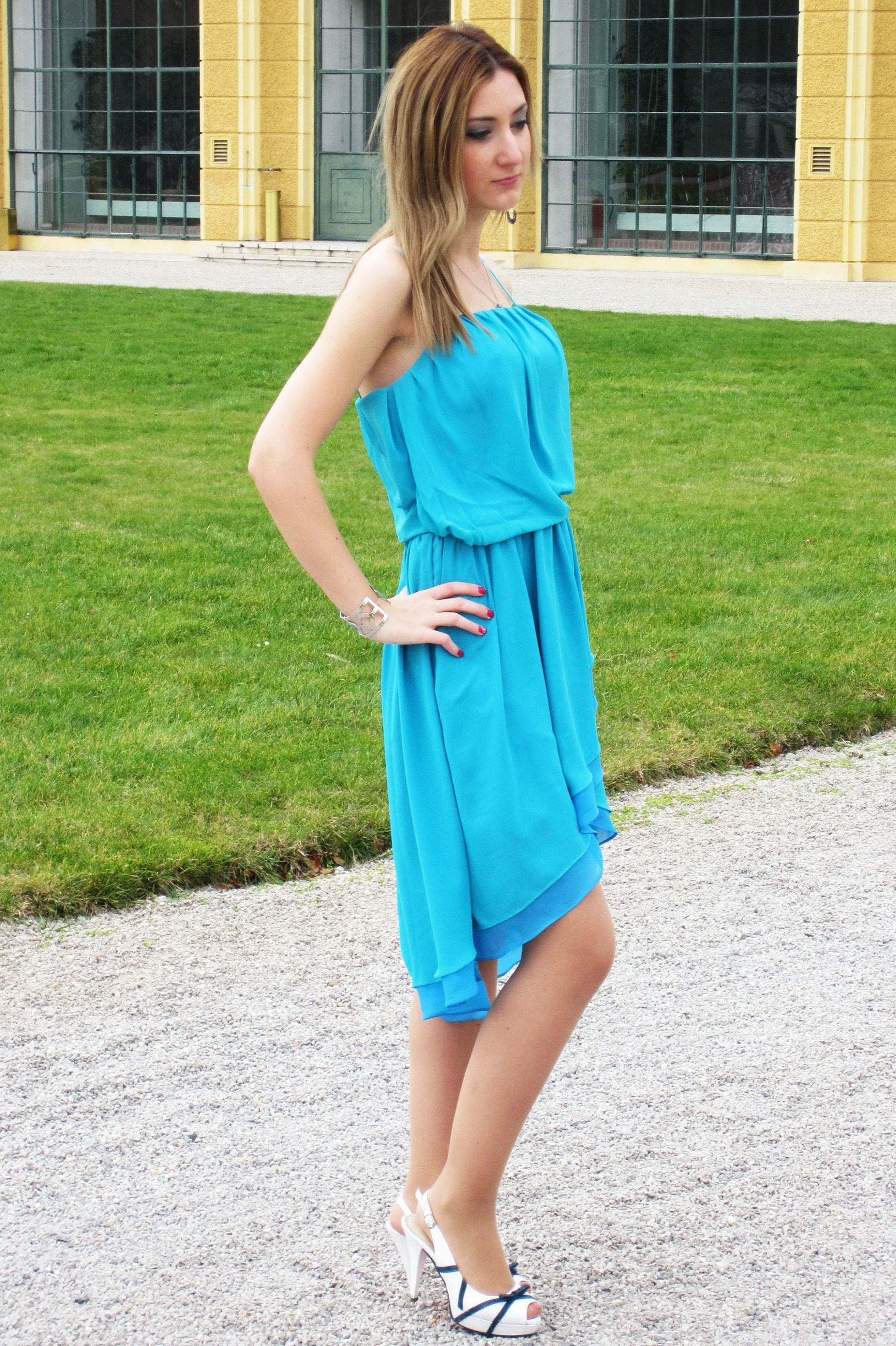 A-line Spaghetti Strap Knee Hi-low Length Chiffon Prom Dress - Image 3