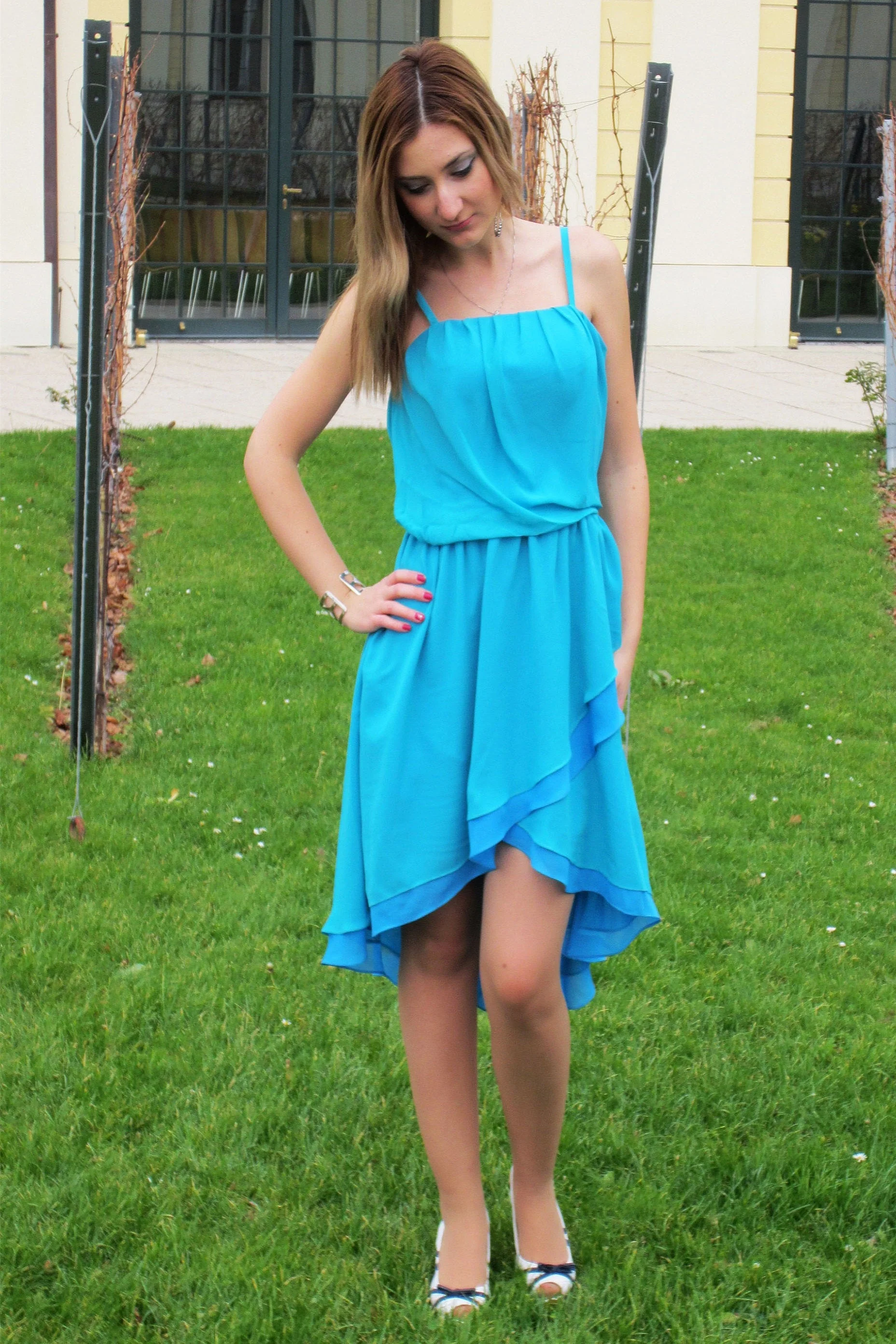 A-line Spaghetti Strap Knee Hi-low Length Chiffon Prom Dress - Image 5