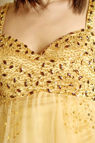 A-line Spaghetti Strap Knee Length Tulle Rhinestone Prom Dress - Image 2