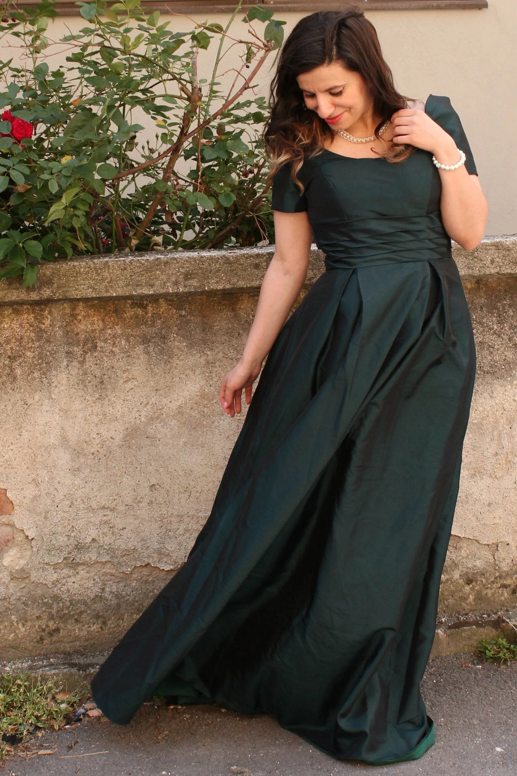 A-line Square Neck Floor Length Charmuse Mother Dress - Image 3