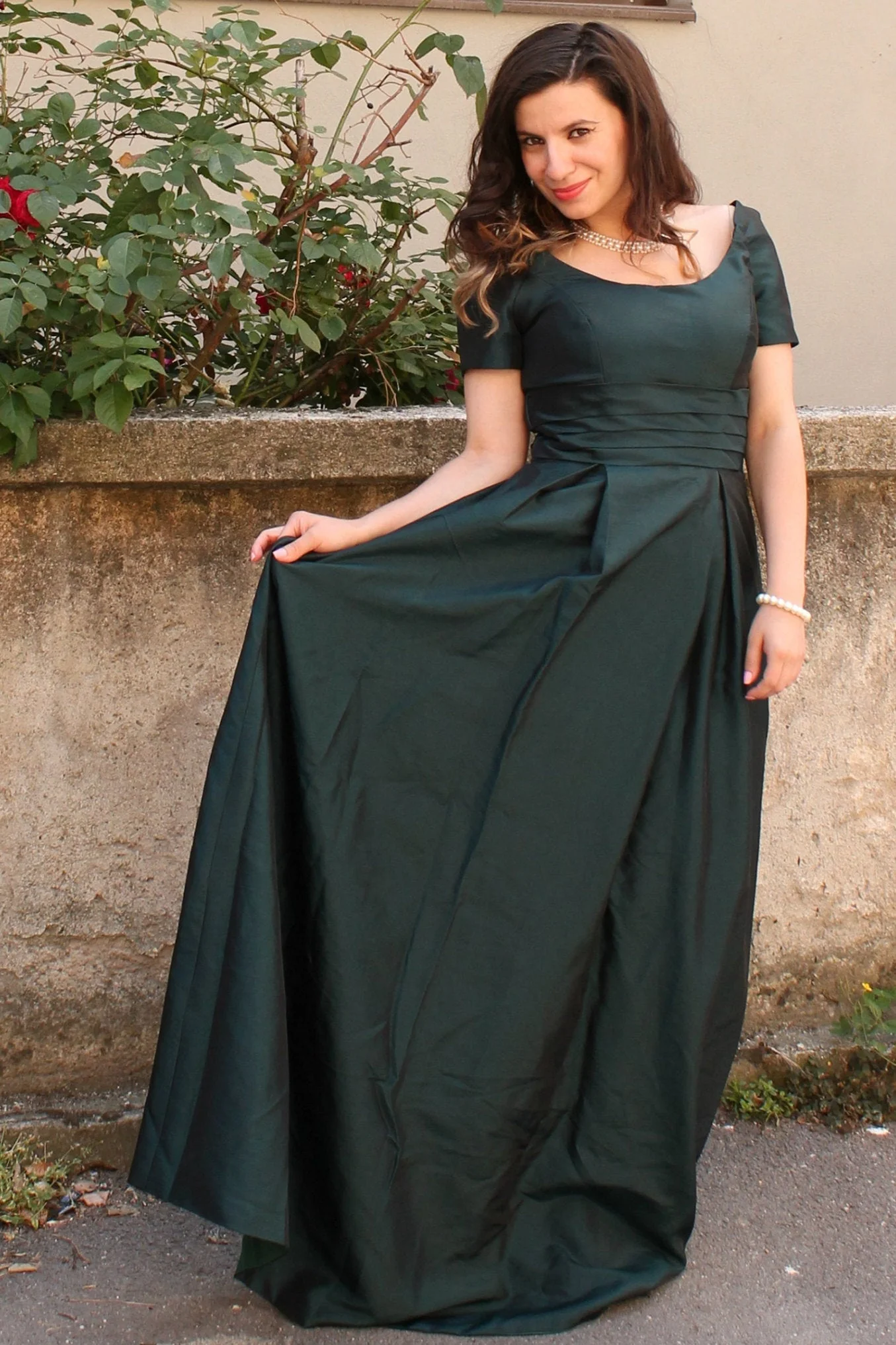 A-line Square Neck Floor Length Charmuse Mother Dress - Image 5
