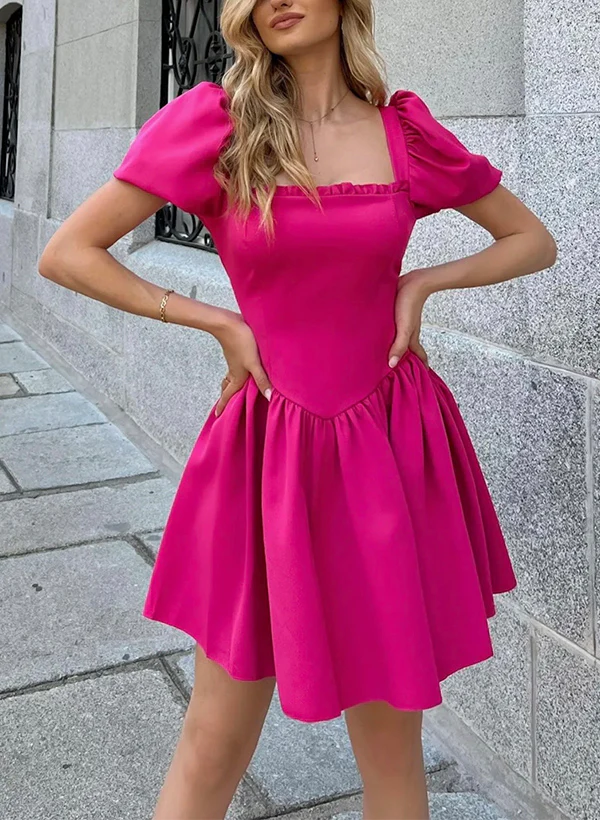 A-Line Square Neckline Short Sleeves Short/Mini Homecoming Dresses - Image 2