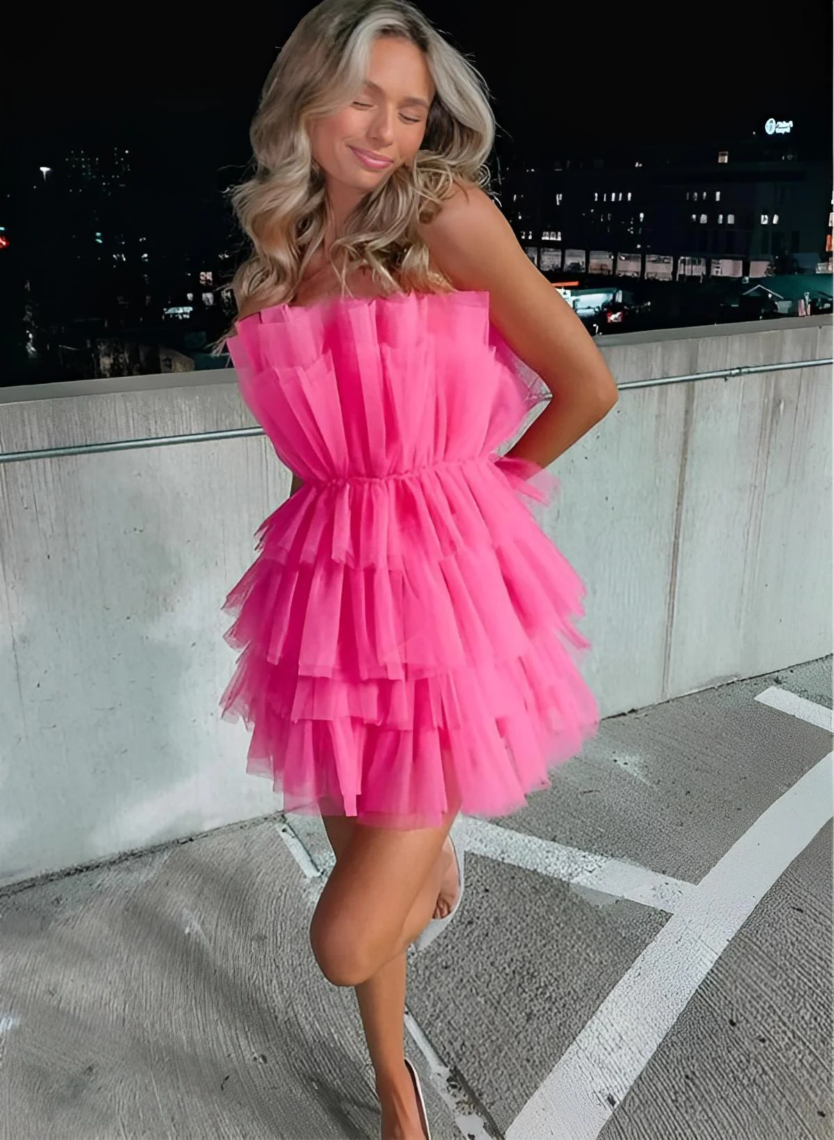 A-Line Square Neckline Sleeveless Short/Mini Tulle Homecoming Dresses - Image 2