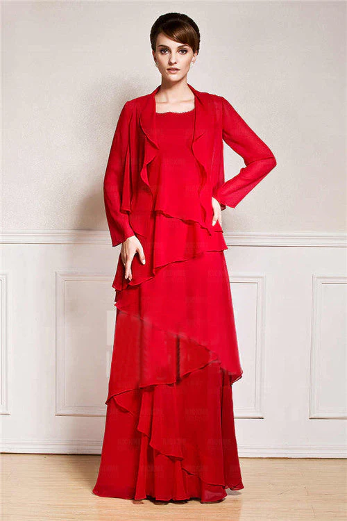 A-line Square Strap Ankle-length Sleeveless Backless mother's dress - Image 2