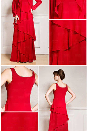 A-line Square Strap Ankle-length Sleeveless Backless mother's dress - Image 4