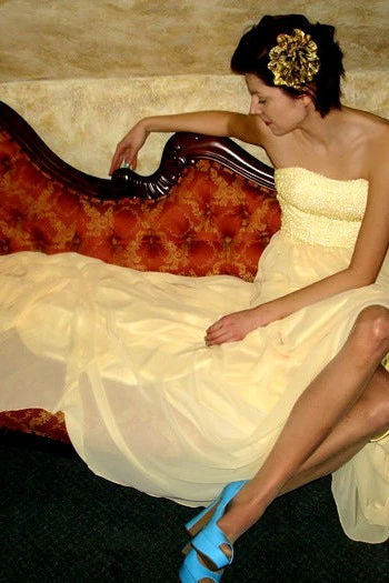 A-line Strapless Floor Length Chapel Chiffon Paillette Prom Dress - Image 9
