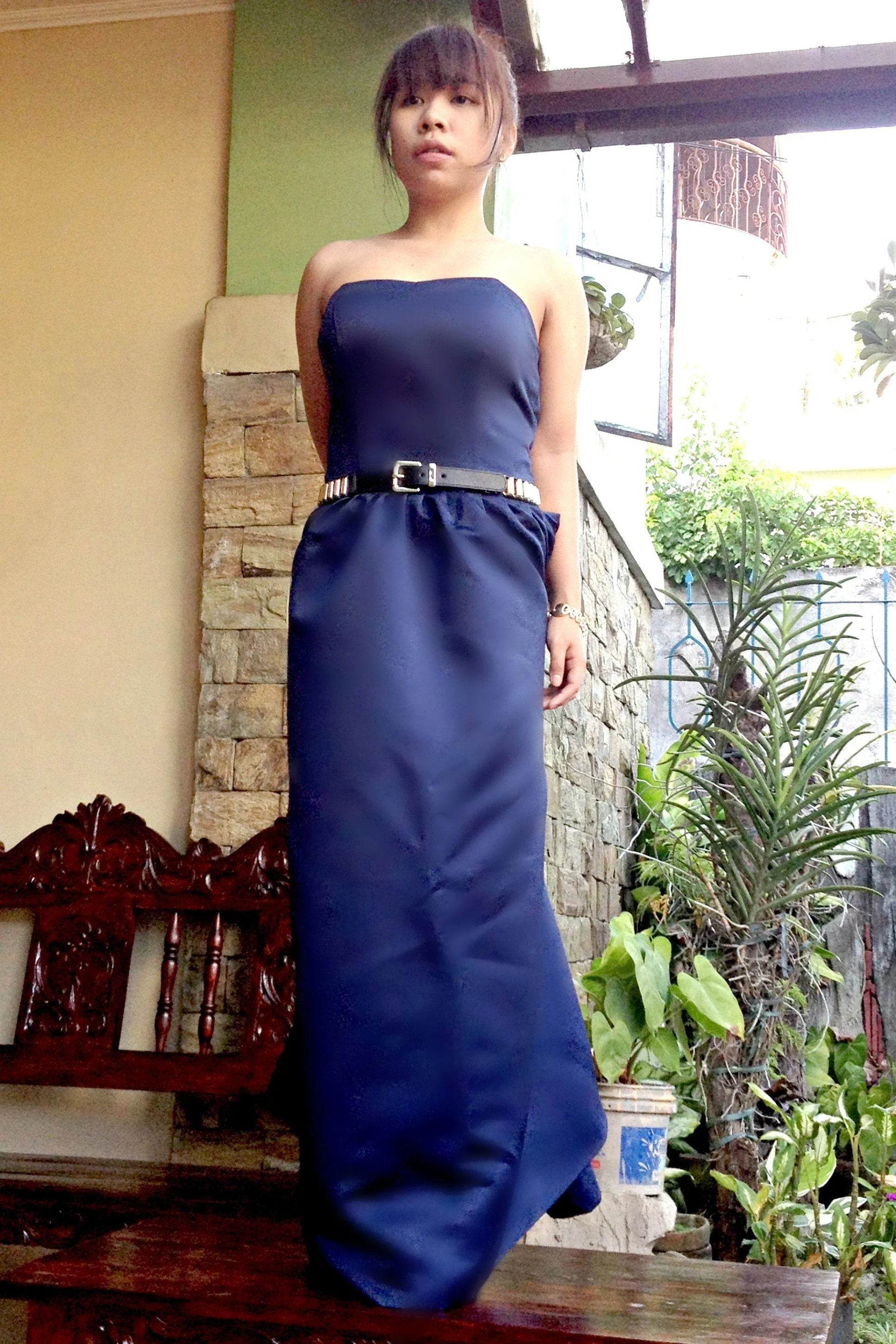 A-line Strapless Floor Length Charmuse Belt Bridesmaid Dress - Image 6