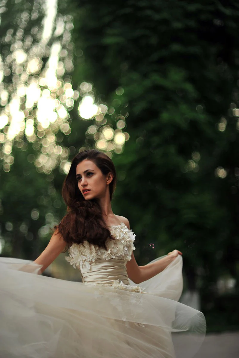 A-line Strapless Floor Length Charmuse Tulle Applique Wedding Dress - Image 8