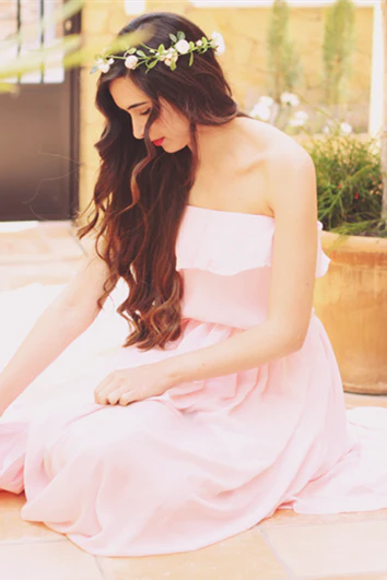 A-line Strapless Floor Length Chiffon Front Slit Prom Dress - Image 5
