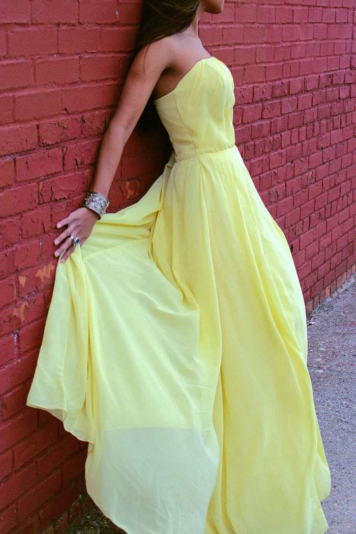 A-line Strapless Floor Length  Chiffon Sleeveless Glam Prom Dress - Image 3