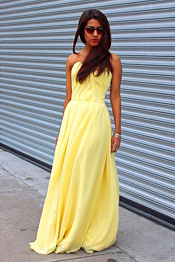 A-line Strapless Floor Length  Chiffon Sleeveless Glam Prom Dress - Image 4
