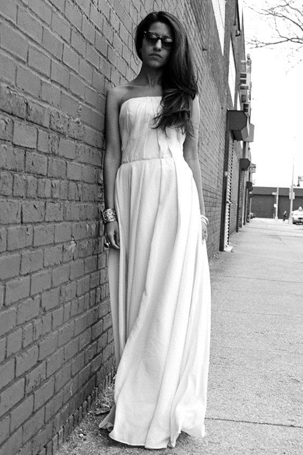 A-line Strapless Floor Length  Chiffon Sleeveless Glam Prom Dress - Image 7