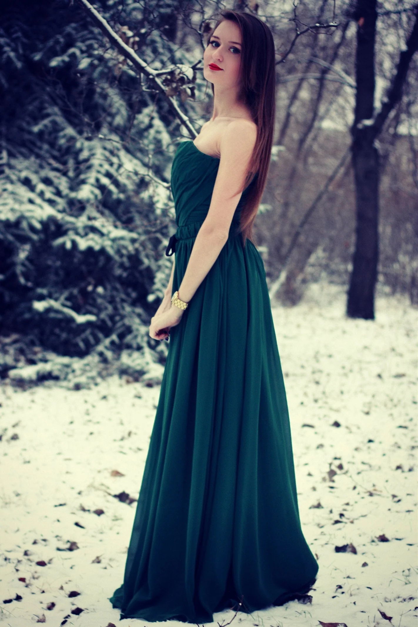 A-line Strapless Floor Length Chiffon Sleeveless Silk Ribbon Prom Dress - Image 3