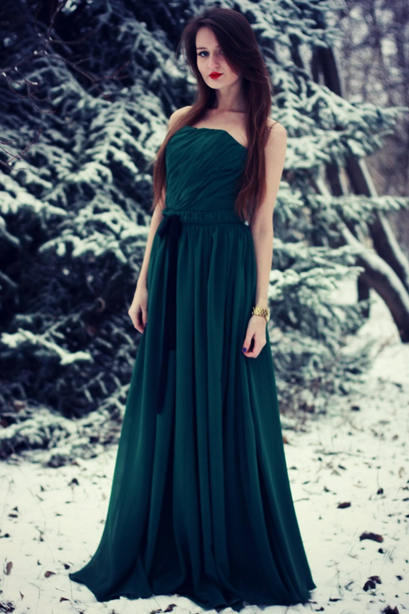 A-line Strapless Floor Length Chiffon Sleeveless Silk Ribbon Prom Dress - Image 4