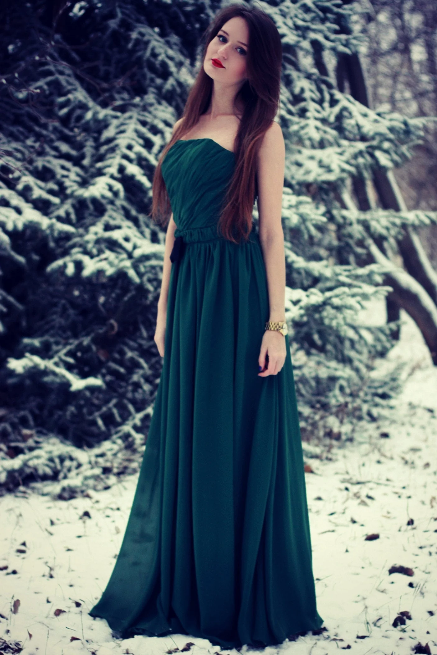 A-line Strapless Floor Length Chiffon Sleeveless Silk Ribbon Prom Dress - Image 5