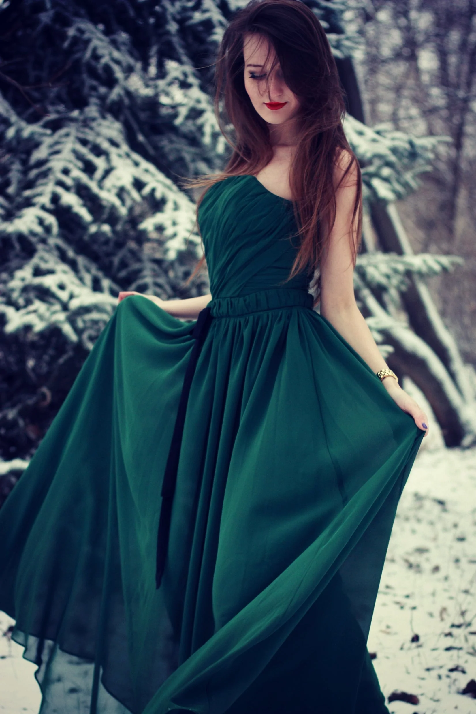 A-line Strapless Floor Length Chiffon Sleeveless Silk Ribbon Prom Dress - Image 6