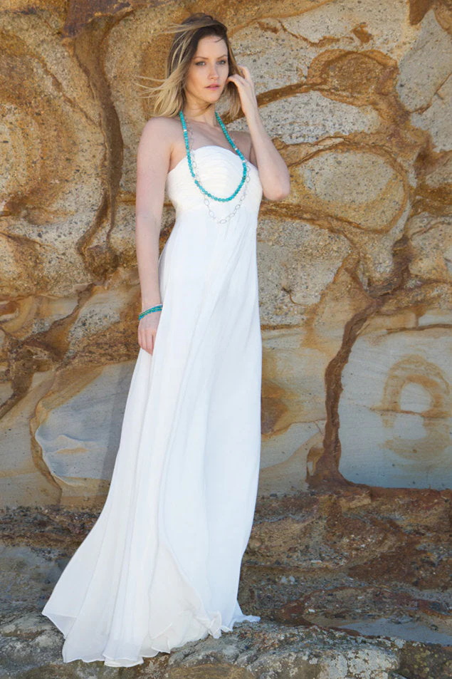 A-line Strapless Floor Length Court Chiffon Backless Wedding Dress - Image 3
