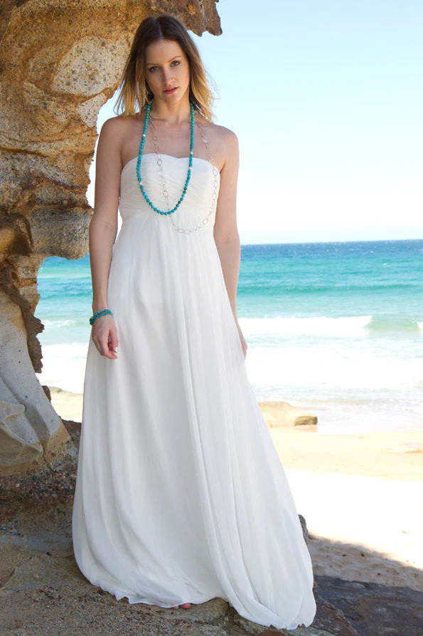 A-line Strapless Floor Length Court Chiffon Backless Wedding Dress - Image 8