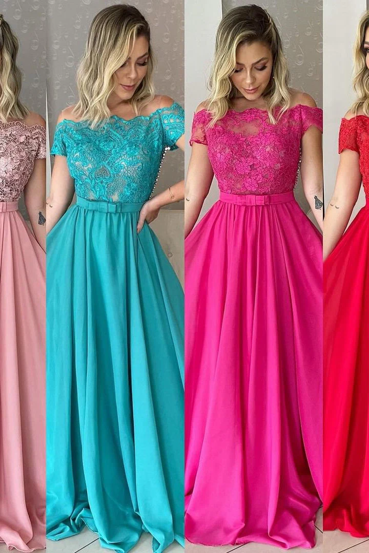 A-line Strapless Floor-length Lace Sleeveless Prom Dress - Image 2