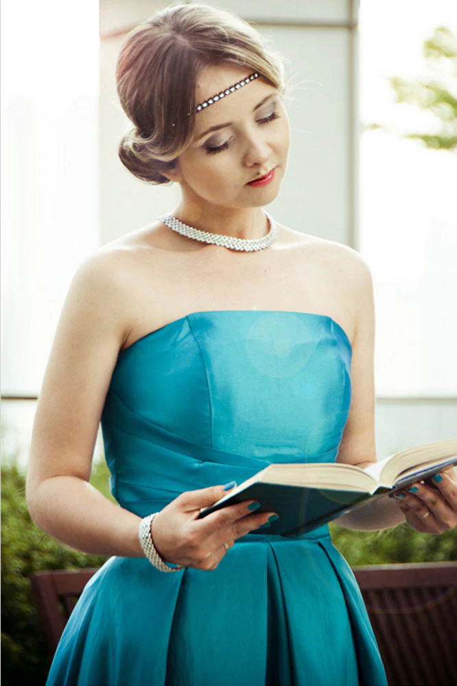 A-line Strapless Floor Length Sleeveless Chiffon Bridesmaid Dress - Image 3
