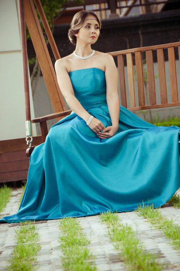 A-line Strapless Floor Length Sleeveless Chiffon Bridesmaid Dress - Image 7