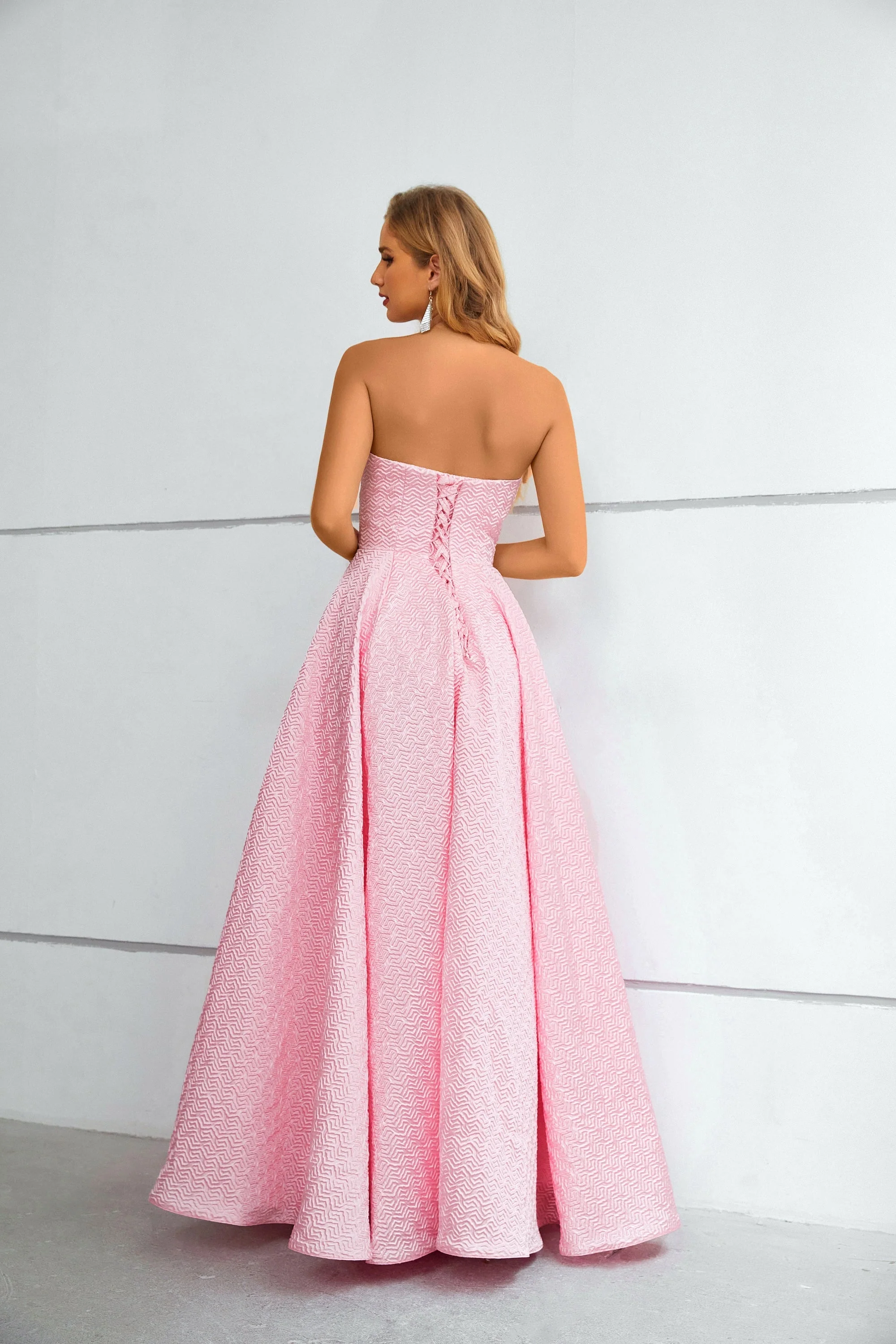 A-line Strapless Floor-length Sleeveless Open Back Modest Prom Dress - Image 2