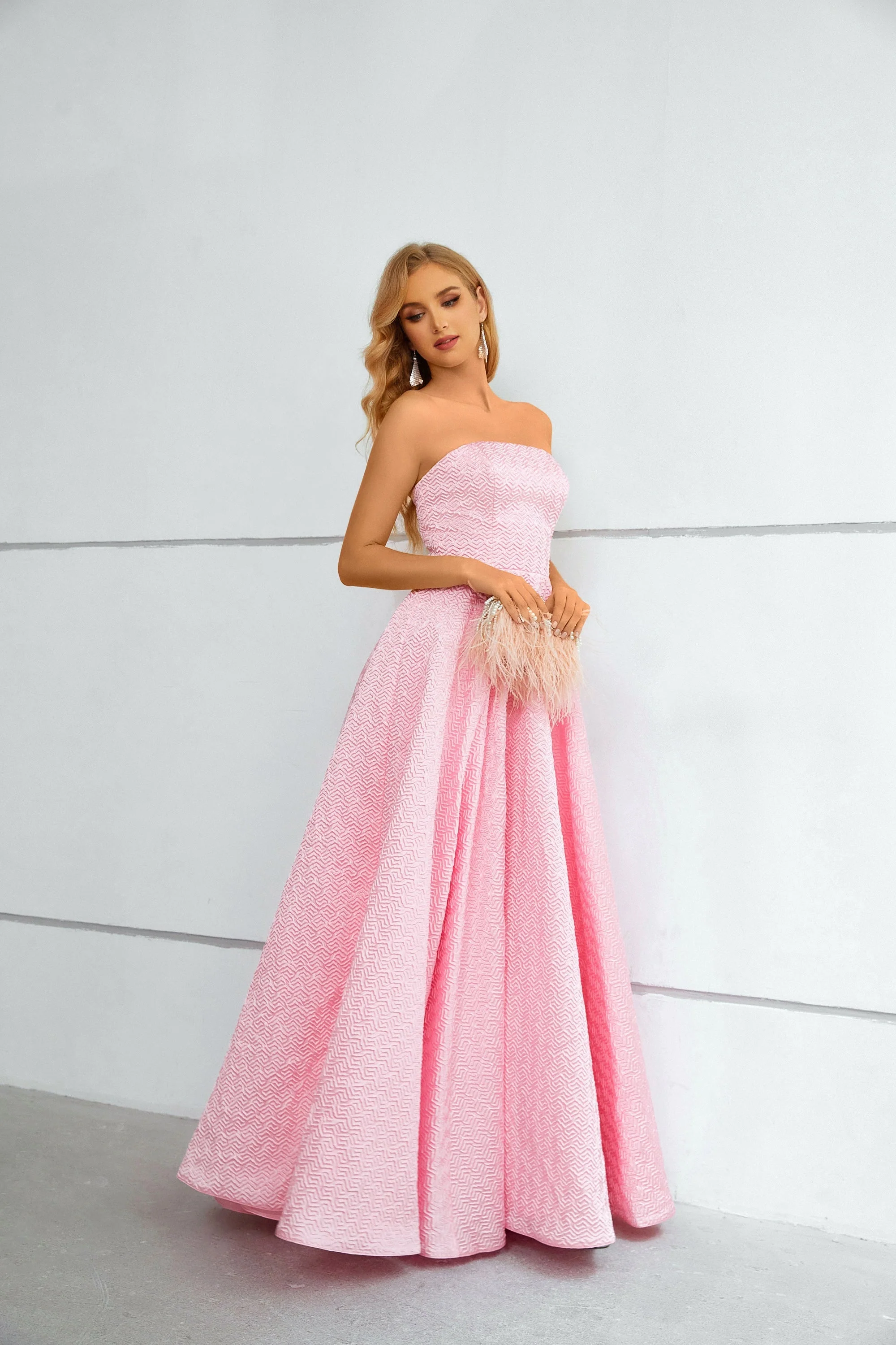 A-line Strapless Floor-length Sleeveless Open Back Modest Prom Dress - Image 3