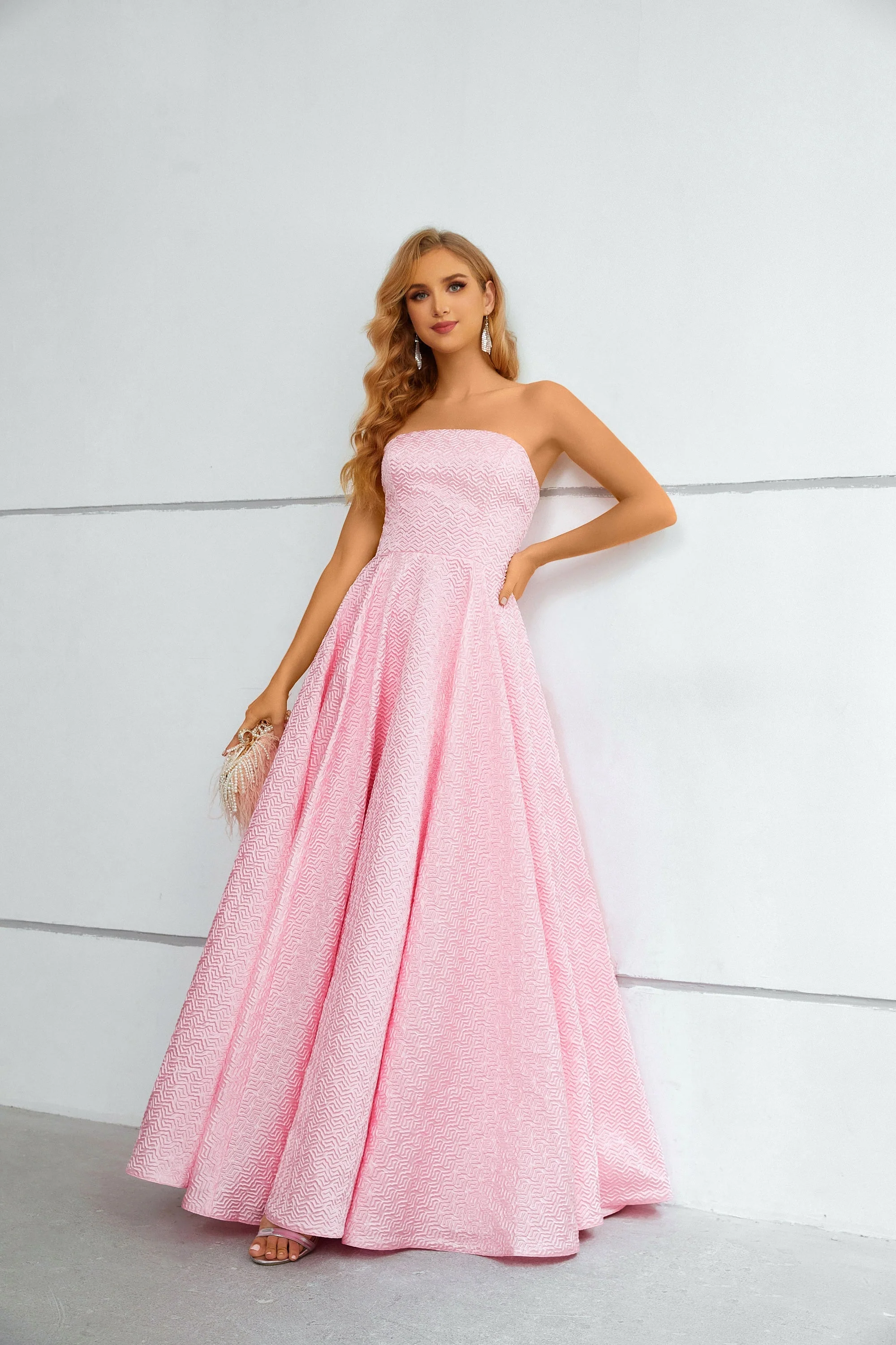 A-line Strapless Floor-length Sleeveless Open Back Modest Prom Dress - Image 4