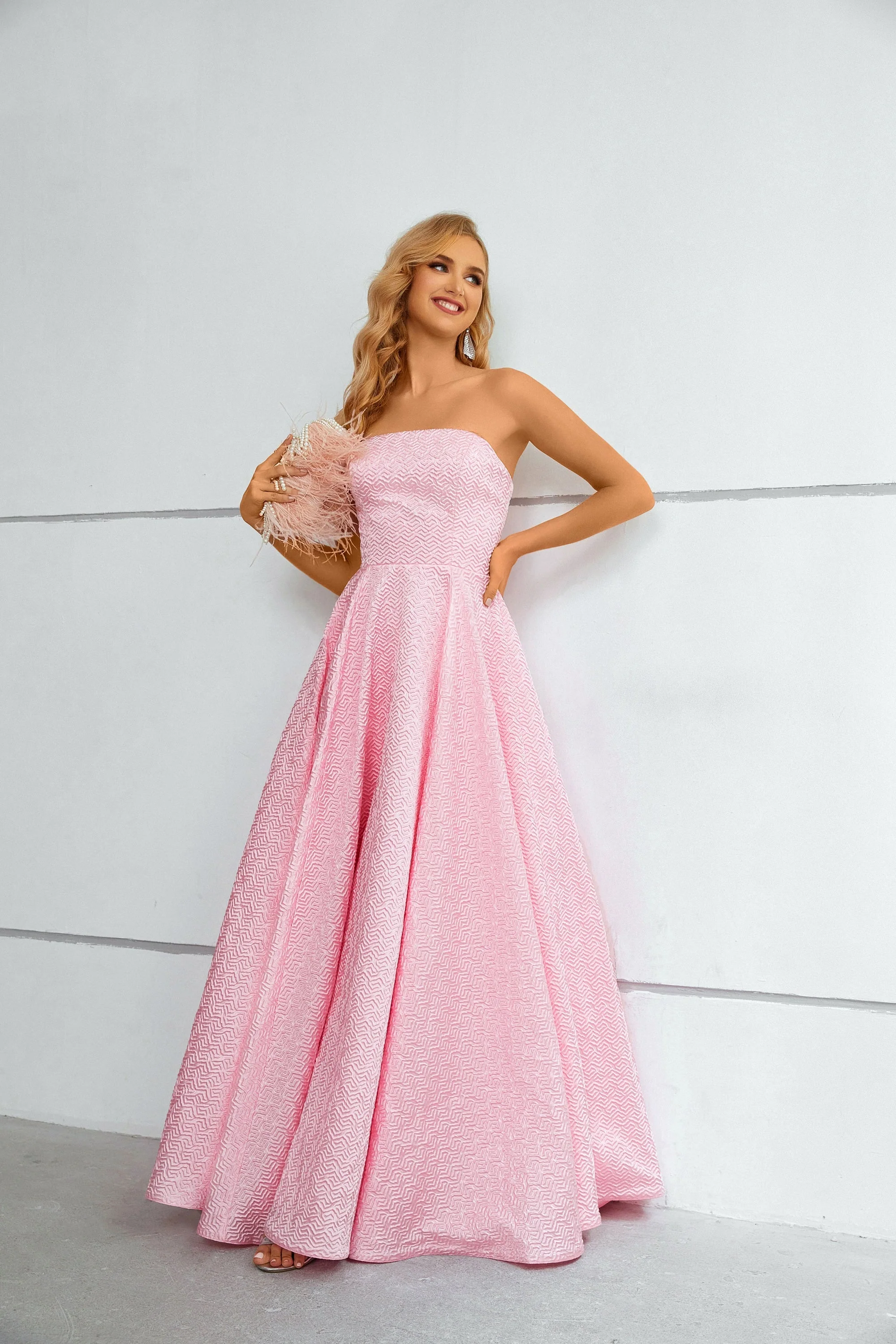 A-line Strapless Floor-length Sleeveless Open Back Modest Prom Dress - Image 5