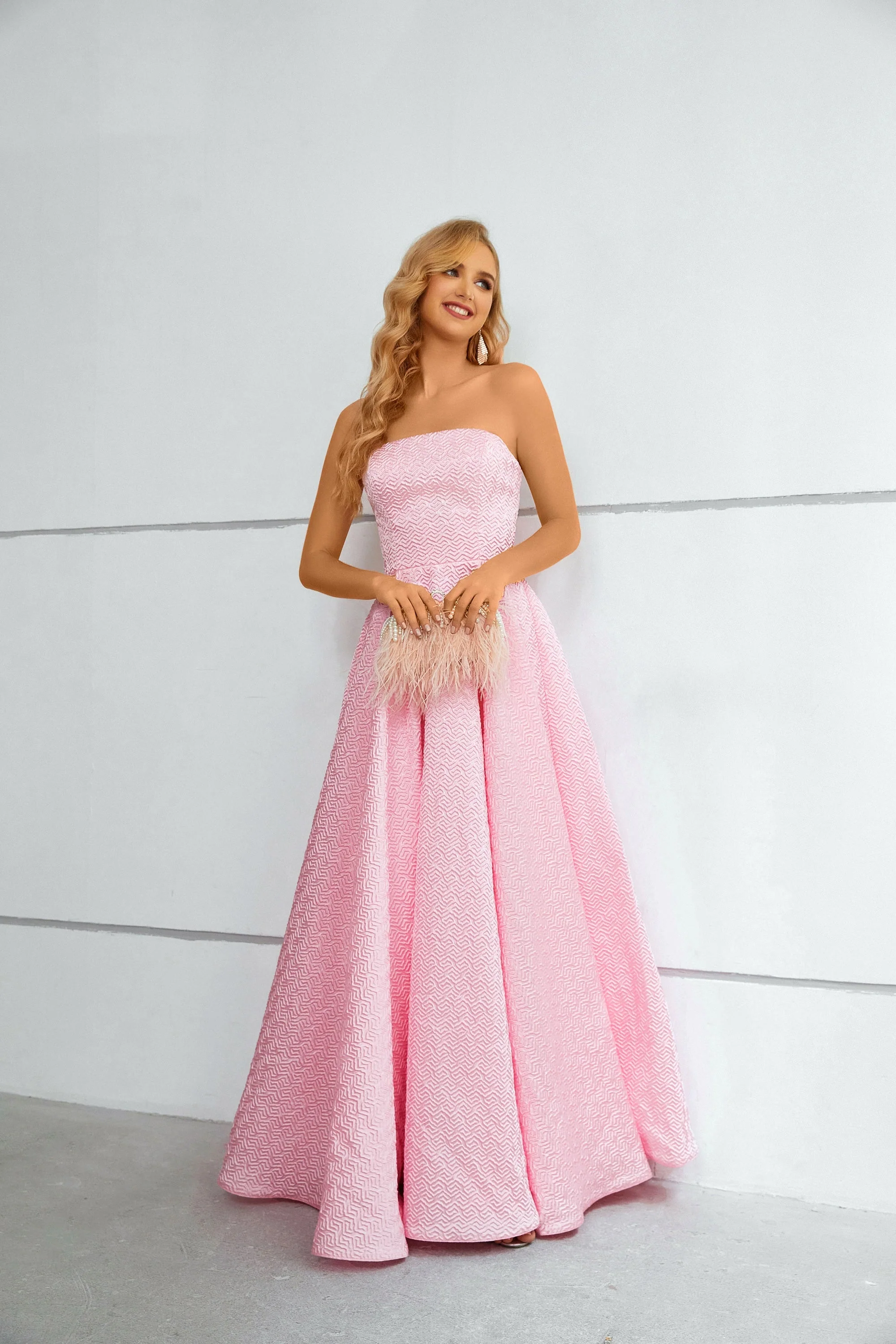 A-line Strapless Floor-length Sleeveless Open Back Modest Prom Dress - Image 6