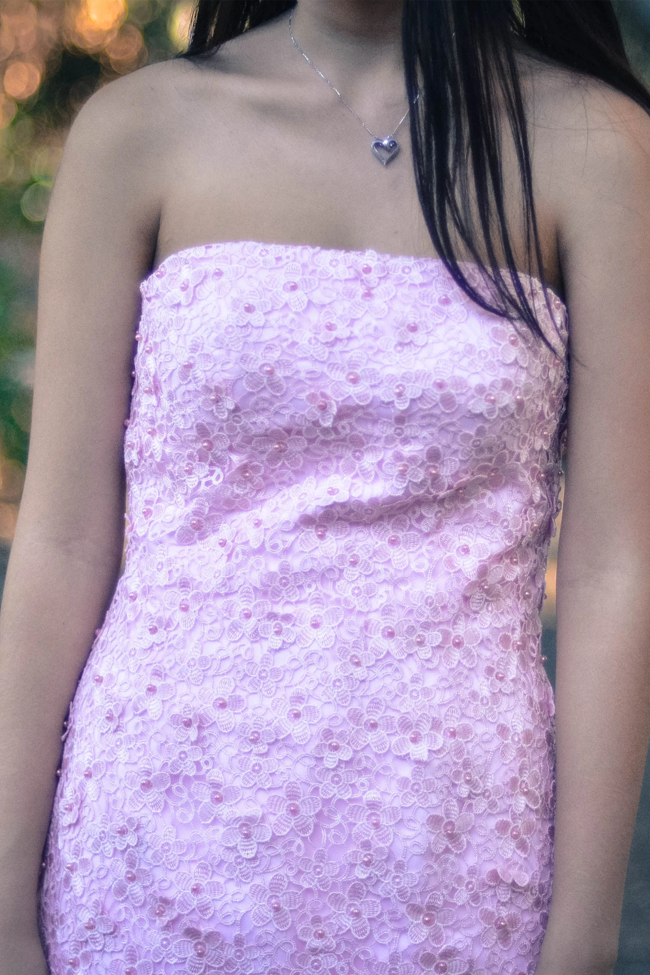 A-line Strapless Floor Length Tulle Applique Wedding Dress - Image 3