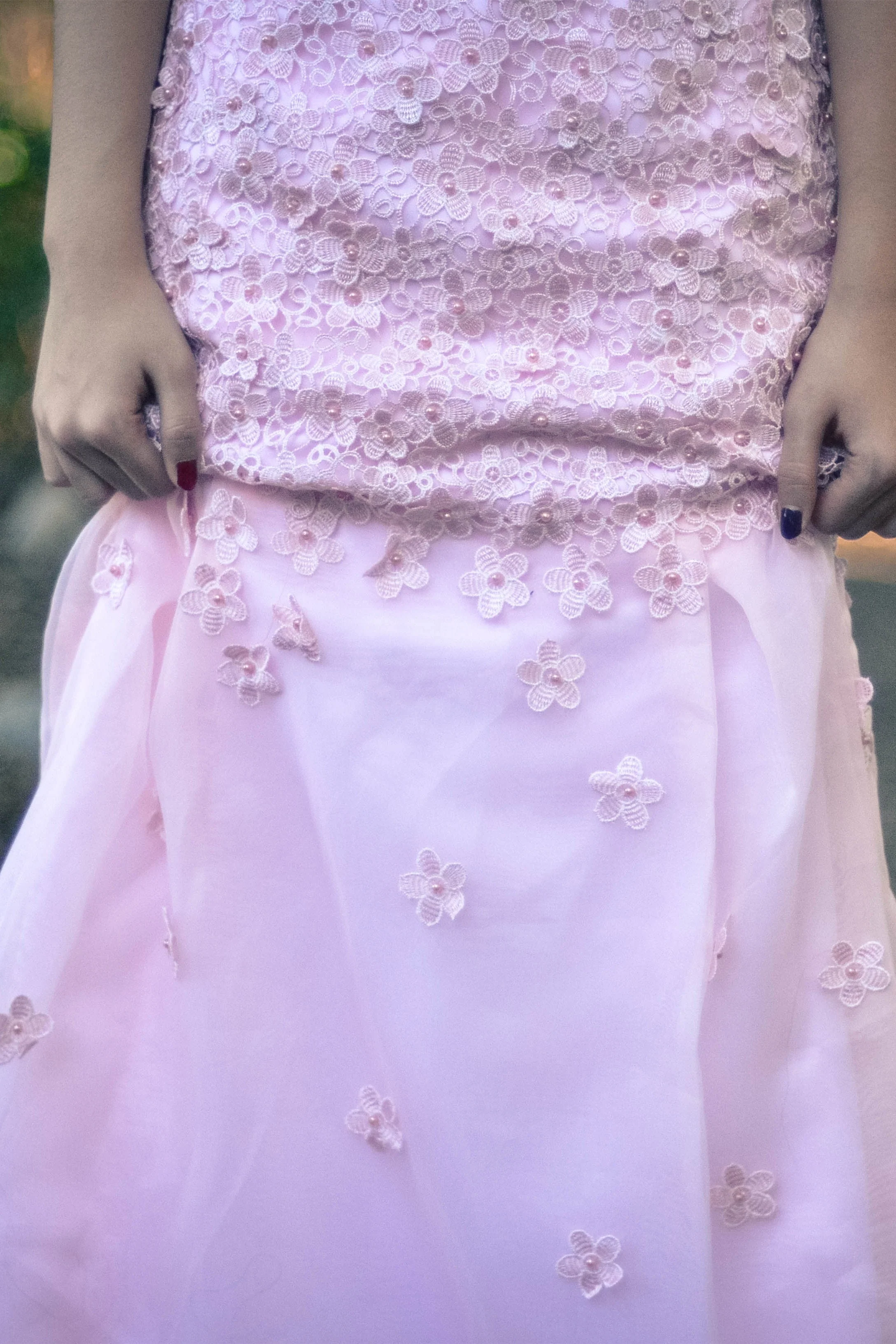 A-line Strapless Floor Length Tulle Applique Wedding Dress - Image 4