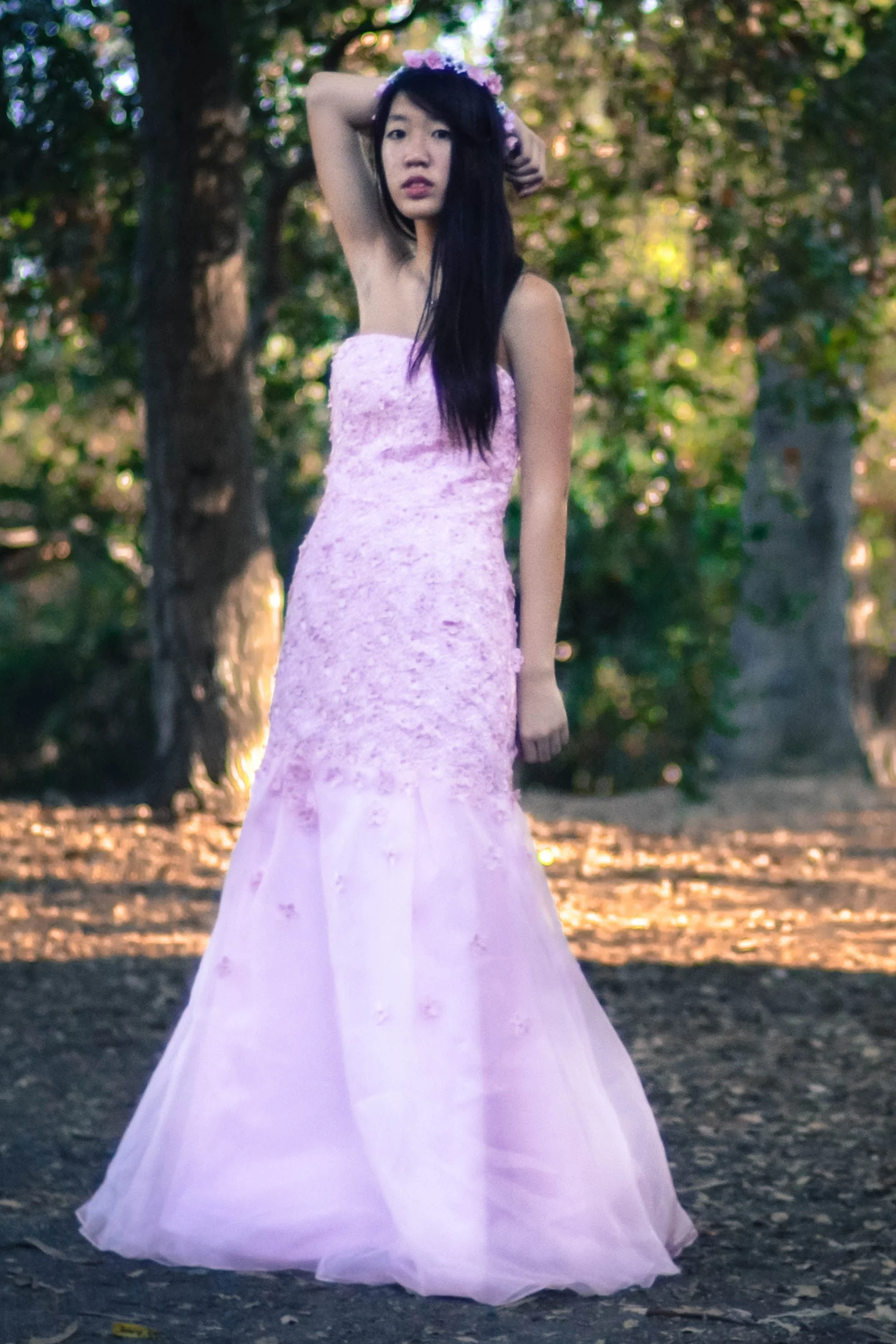 A-line Strapless Floor Length Tulle Applique Wedding Dress - Image 6