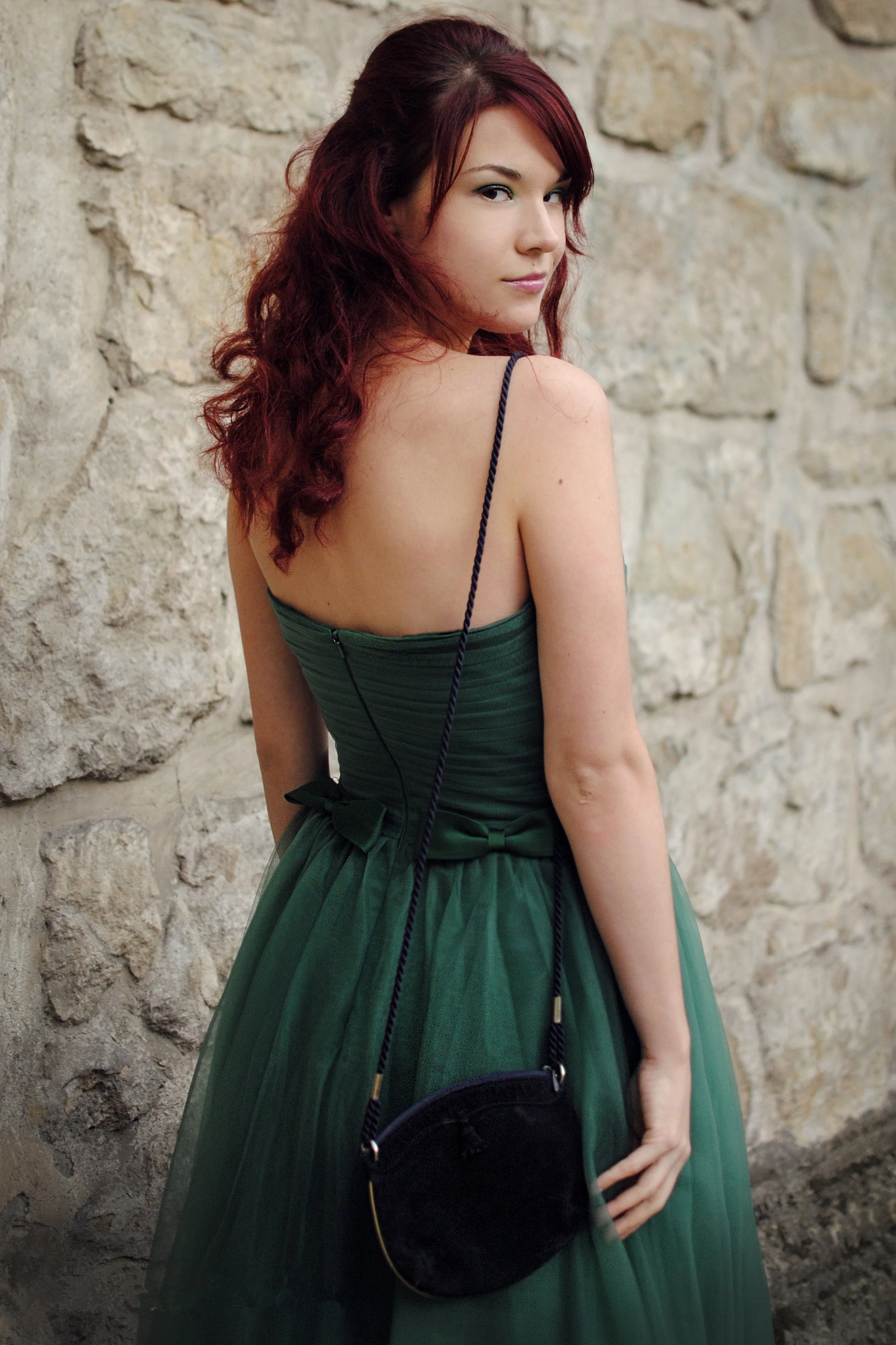 A-line Strapless Floor Length Tulle Bows Backless Prom Dress - Image 2