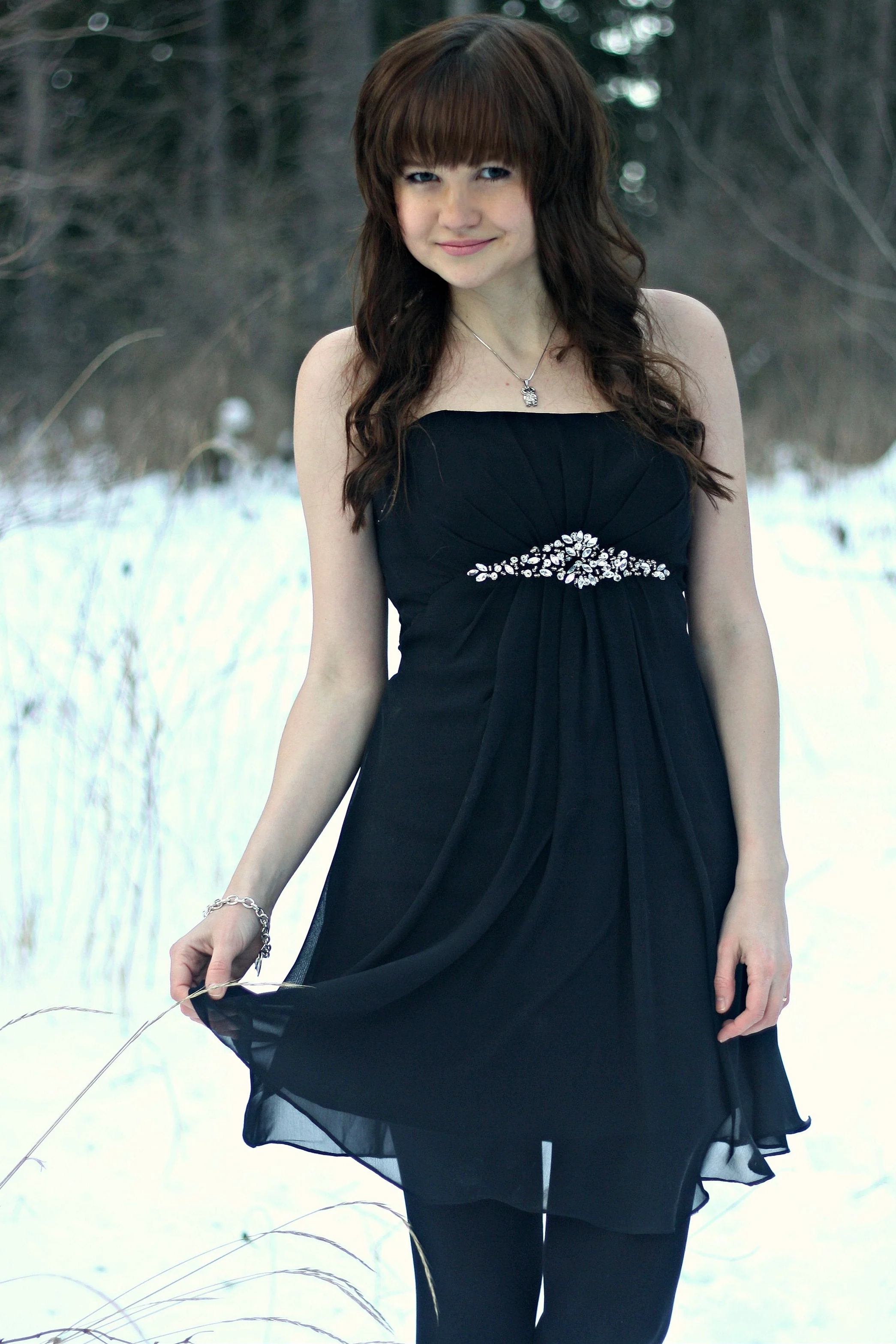 A-line Strapless Floor Length Tulle Rhinestone Backless Prom Dress - Image 6