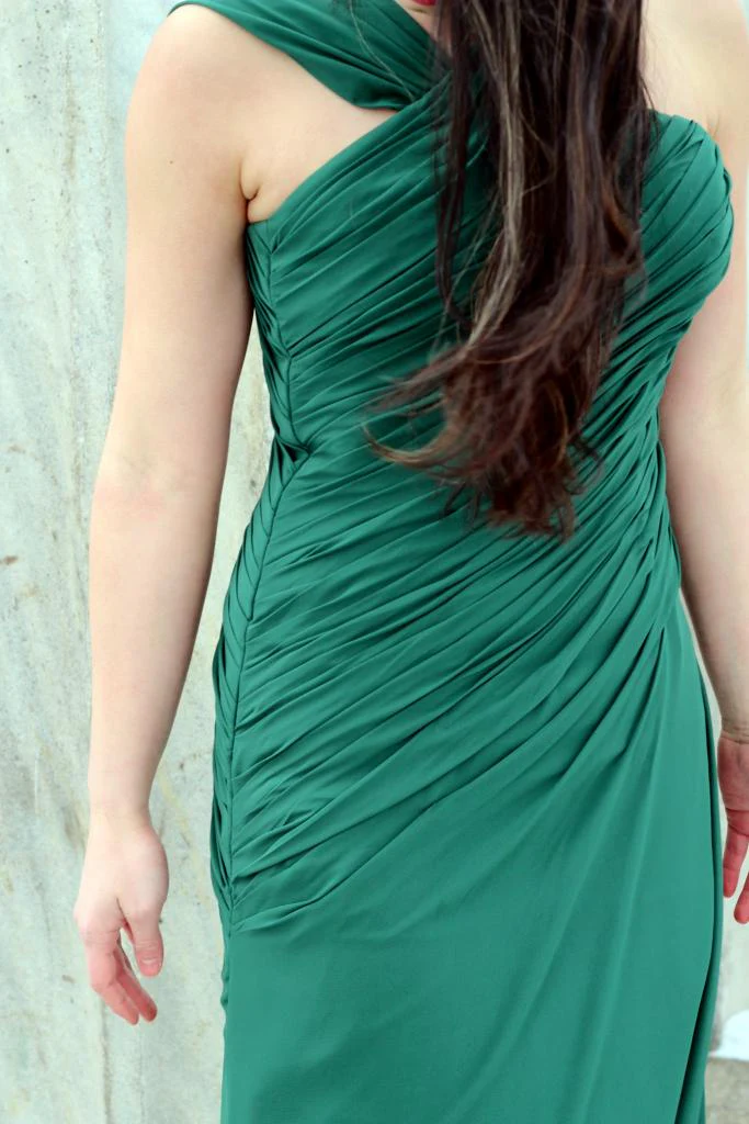 A-line Irregular Shoulder Strap Floor Length Chiffon Evening Dress - Image 3