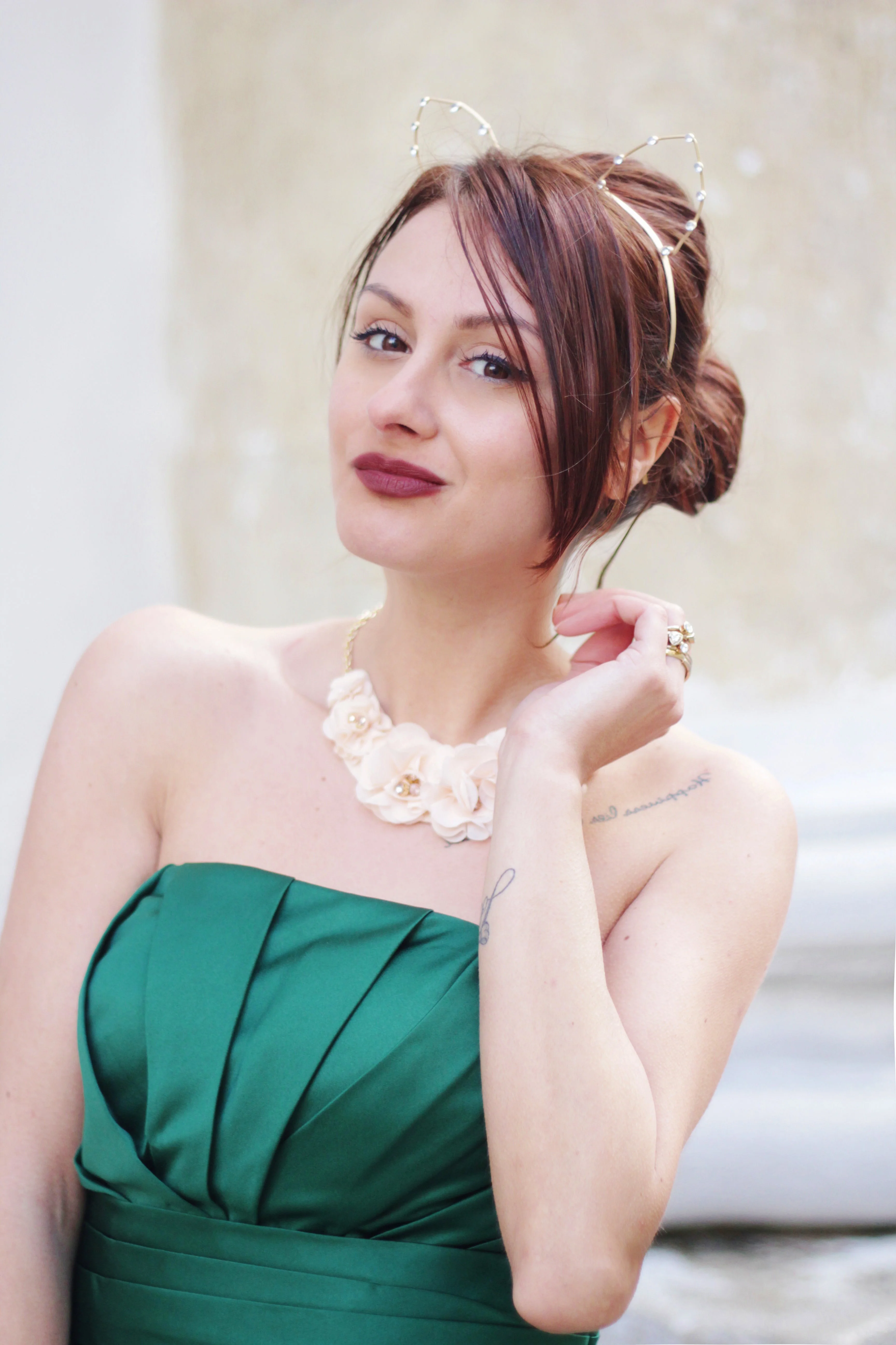 A-line Strapless Knee Length Charmuse Sleeveless Bridesmaid Dress - Image 3