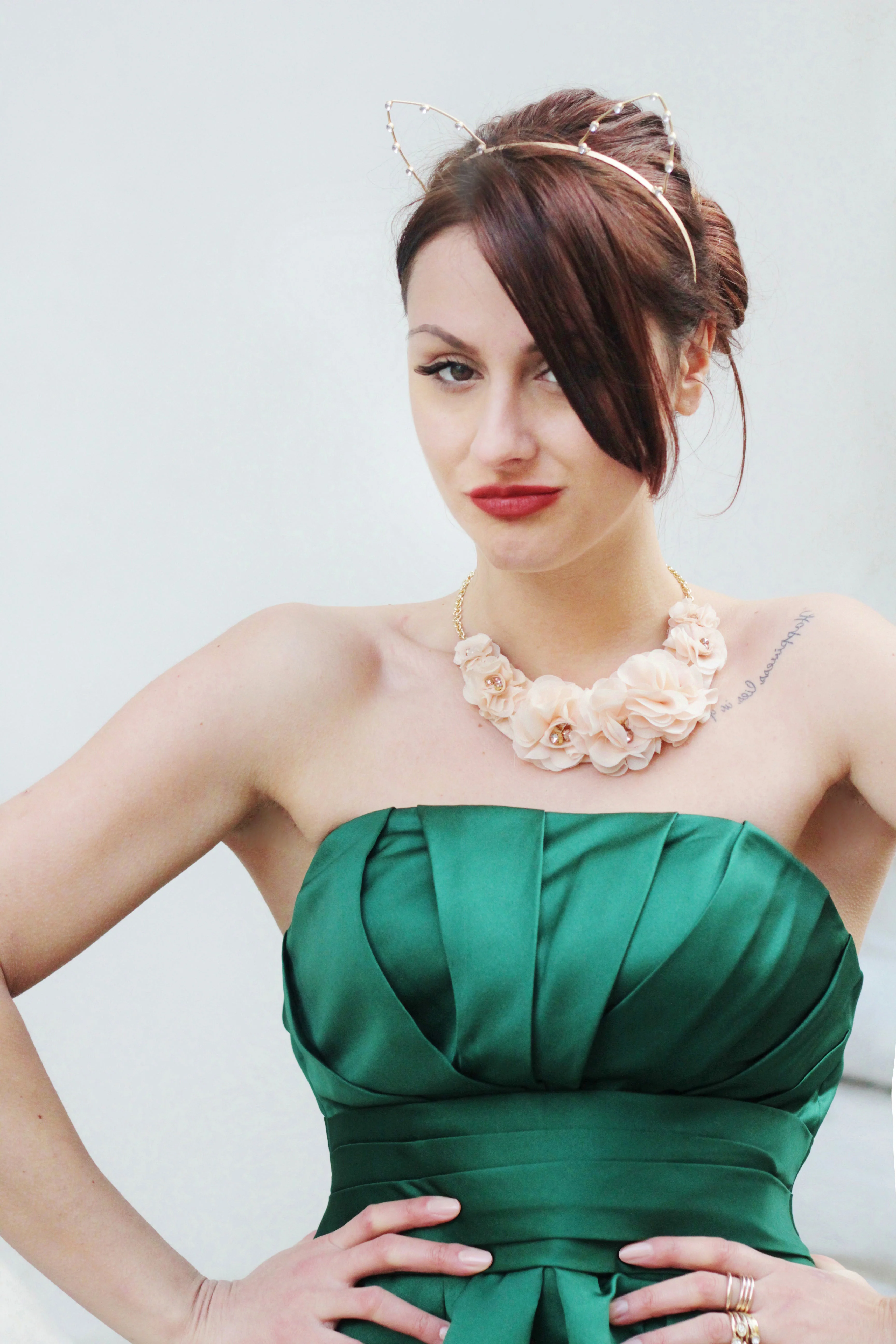 A-line Strapless Knee Length Charmuse Sleeveless Bridesmaid Dress - Image 4