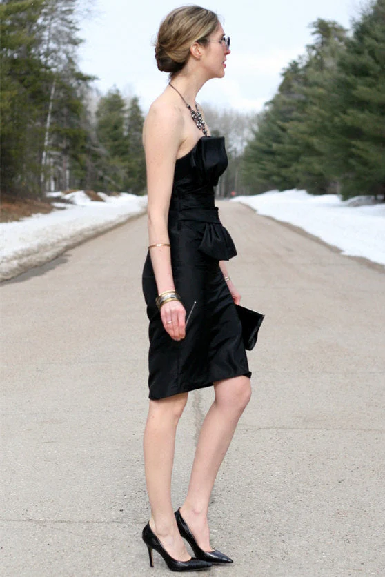 A-line Strapless Knee Length Chiffon Belt Bridesmaid Dress - Image 2