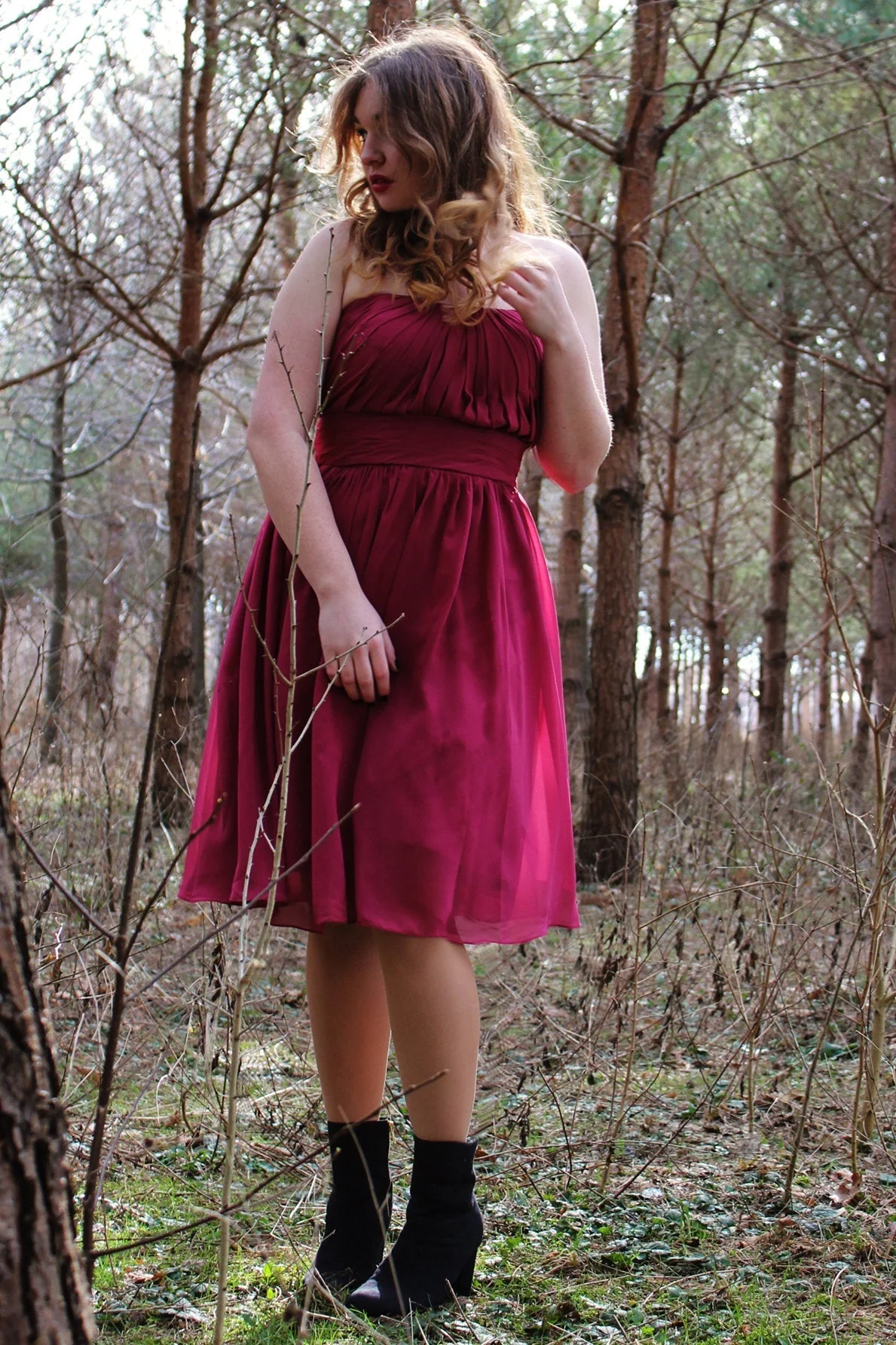 A-line Strapless Knee Length Chiffon Sleeveless Prom Dress - Image 3