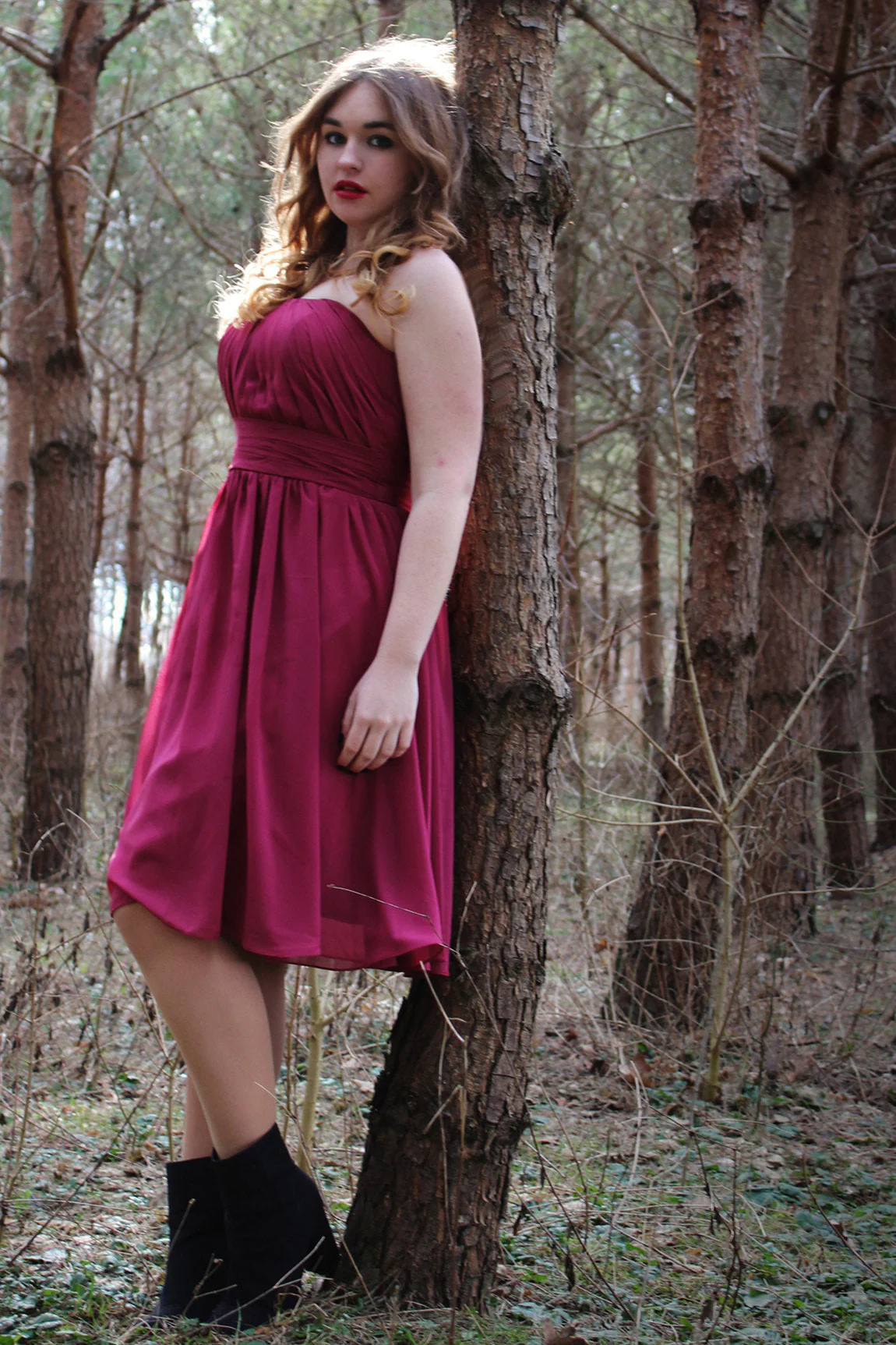 A-line Strapless Knee Length Chiffon Sleeveless Prom Dress - Image 7