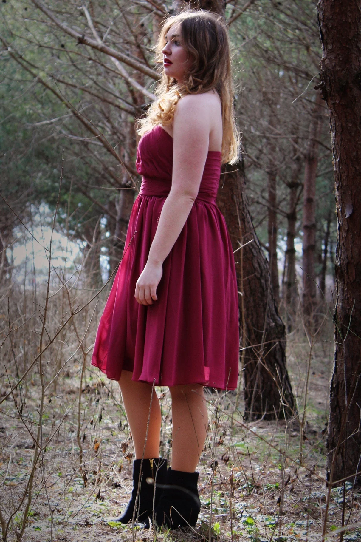 A-line Strapless Knee Length Chiffon Sleeveless Prom Dress - Image 8