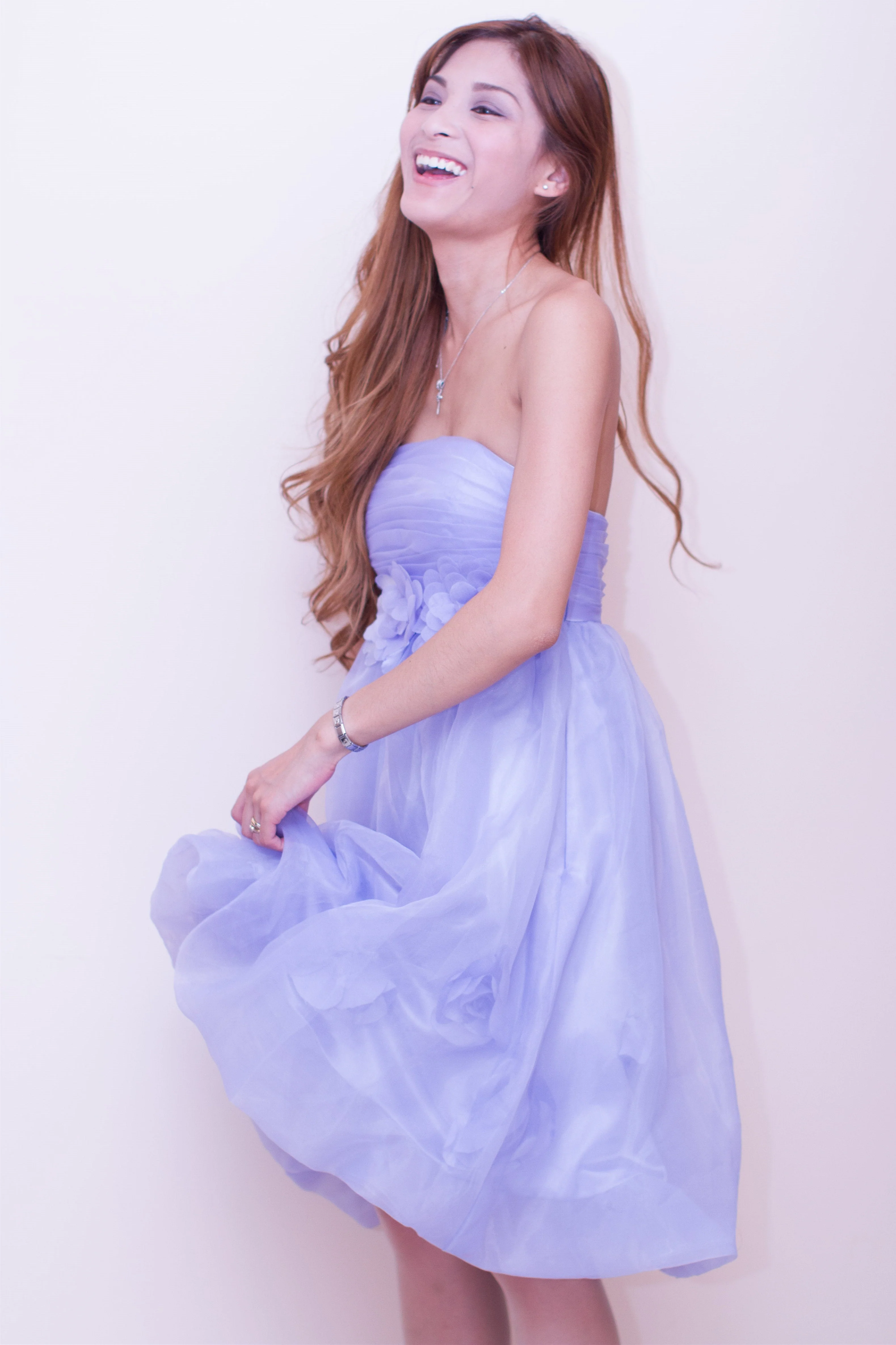 A-line Strapless Knee Length Tulle Flower Homecoming Dress - Image 2
