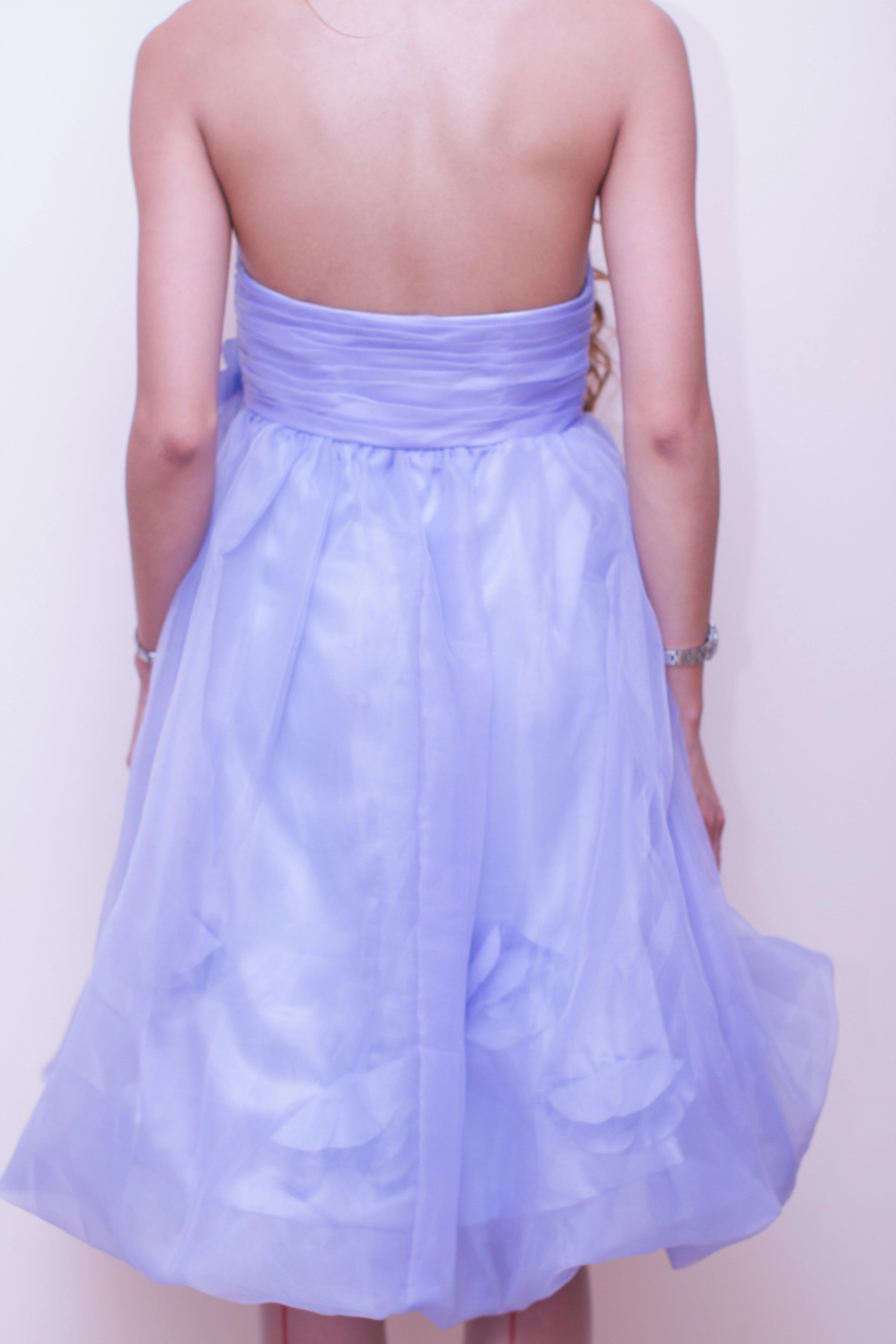 A-line Strapless Knee Length Tulle Flower Homecoming Dress - Image 5