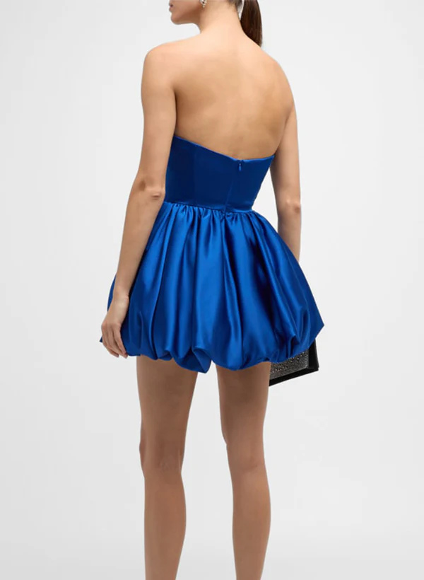 A-Line Strapless Sleeveless Short/Mini Satin Homecoming Dresses - Image 2